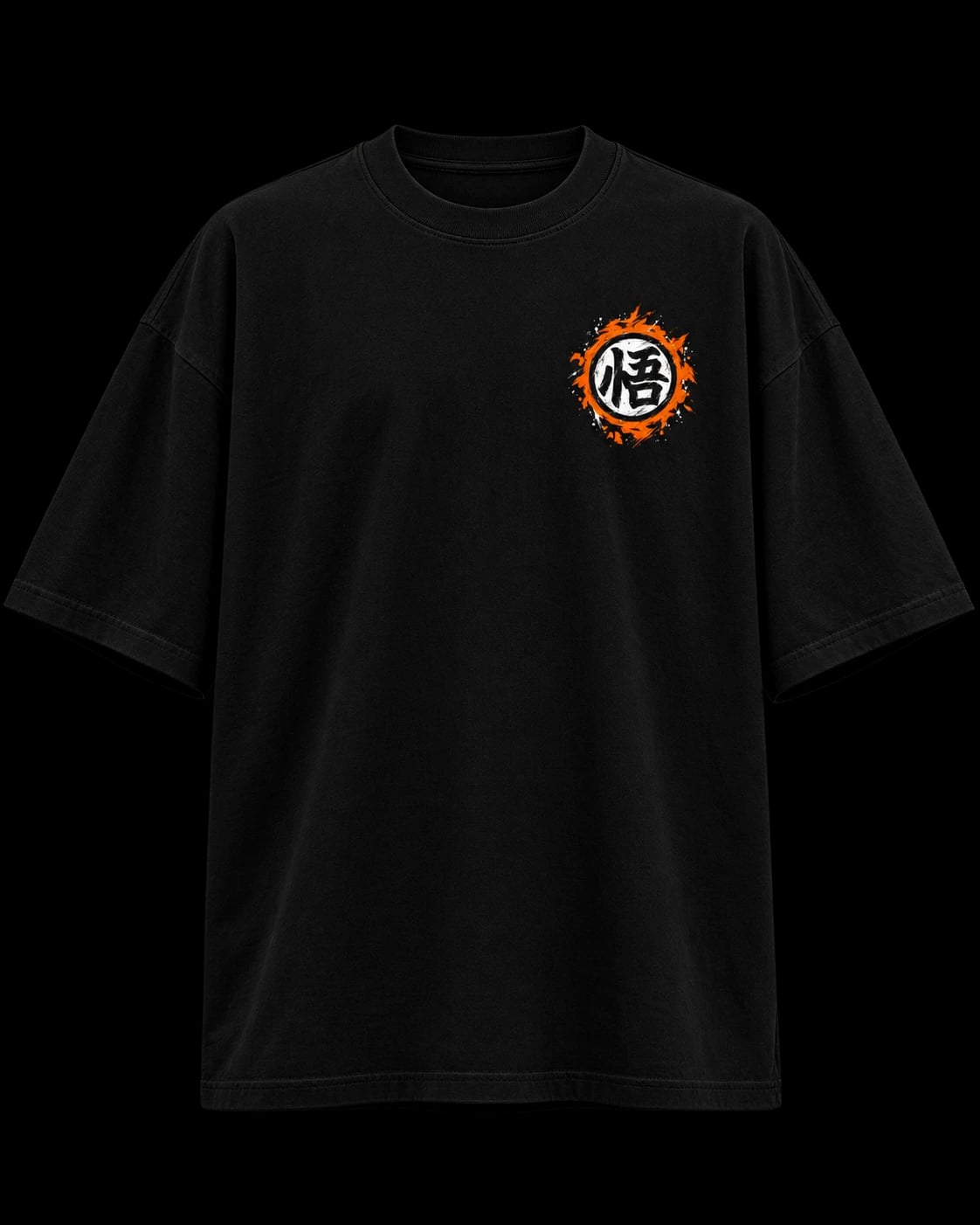 NakamaShoppu Goku oversized black t-shirt front print