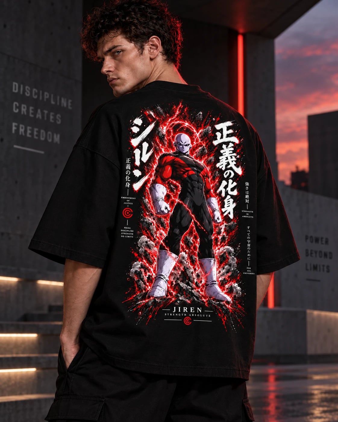 NakamaShoppu Jiren oversized black t-shirt back print, street lifestyle