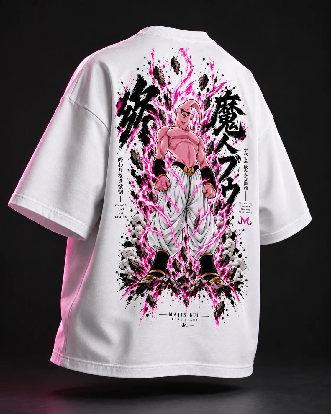 NakamaShoppu Majin Buu oversized white t-shirt back print